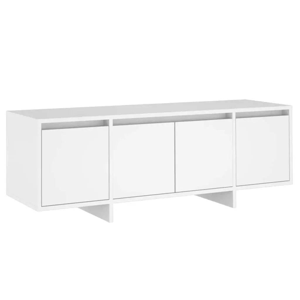 TV Cabinet White Living Room 120cm 4 Door Storage Unit