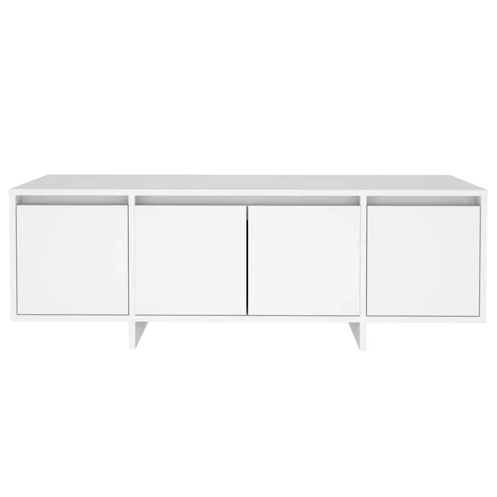 TV Cabinet White Living Room 120cm 4 Door Storage Unit