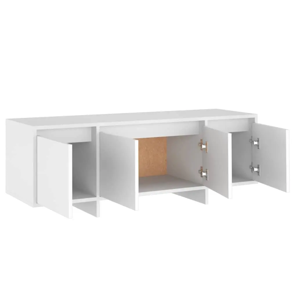 TV Cabinet White Living Room 120cm 4 Door Storage Unit