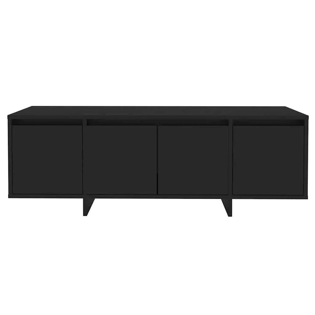 TV Cabinet Black 4-Door Lowboard Living Room Storage Entertainment Unit