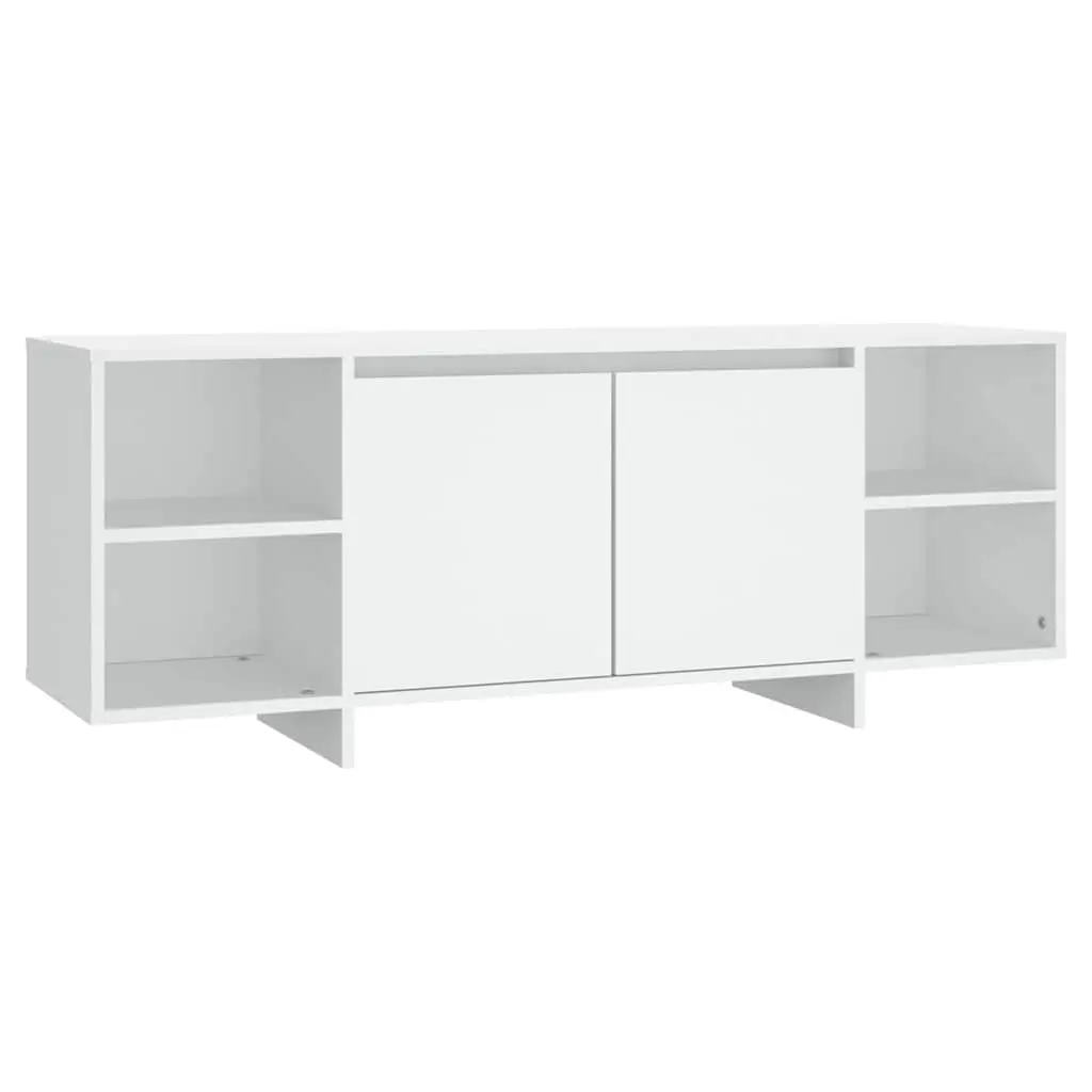 White TV Cabinet with Storage and Shelves