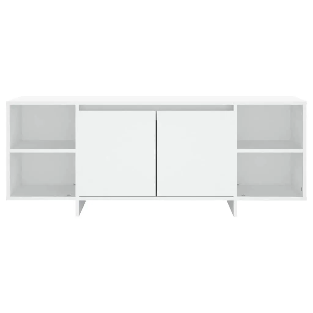 White TV Cabinet with Storage and Shelves