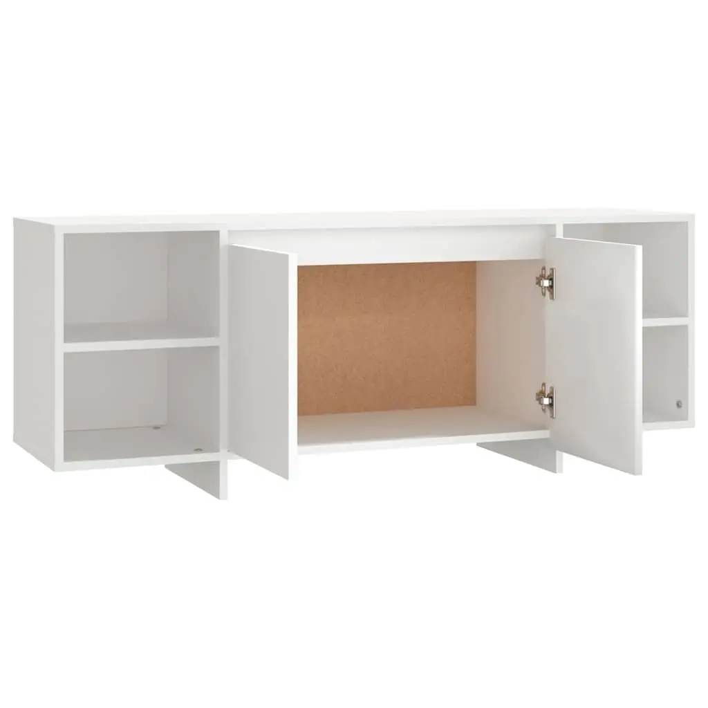 White TV Cabinet with Storage and Shelves