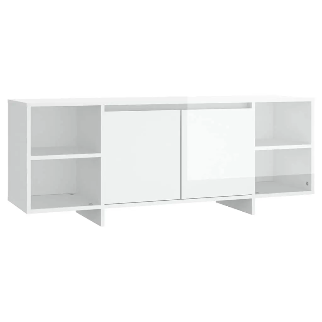 TV Cabinet White High Gloss Living Room 130x35x50cm Storage Lowboard Entertainment Unit