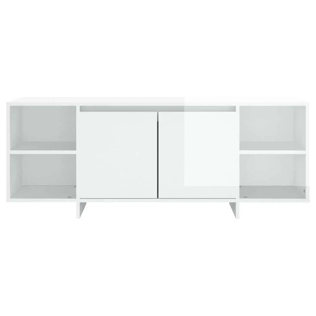 TV Cabinet White High Gloss Living Room 130x35x50cm Storage Lowboard Entertainment Unit