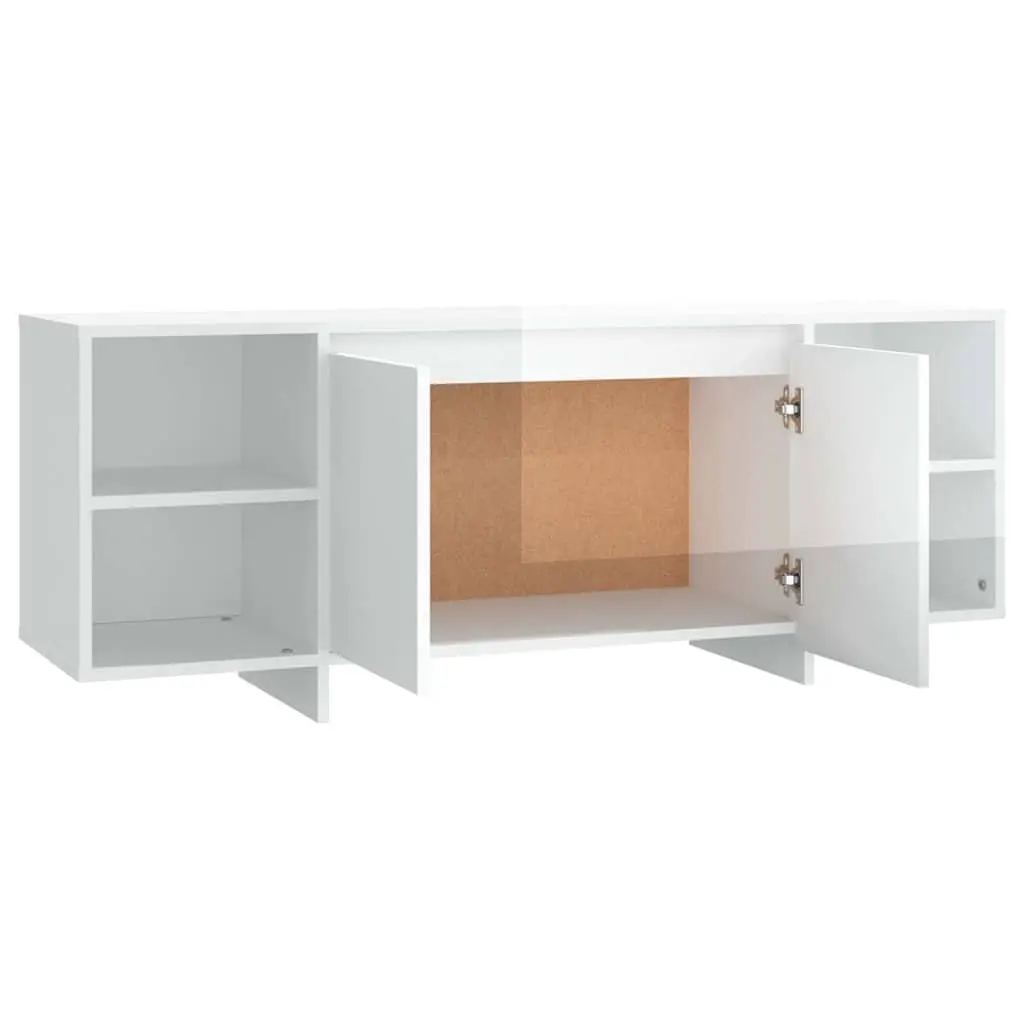 TV Cabinet White High Gloss Living Room 130x35x50cm Storage Lowboard Entertainment Unit