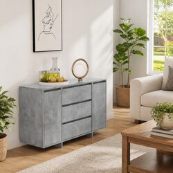 Grey Sideboard Cabinet: 120x41x75 cm, Engineered Wood