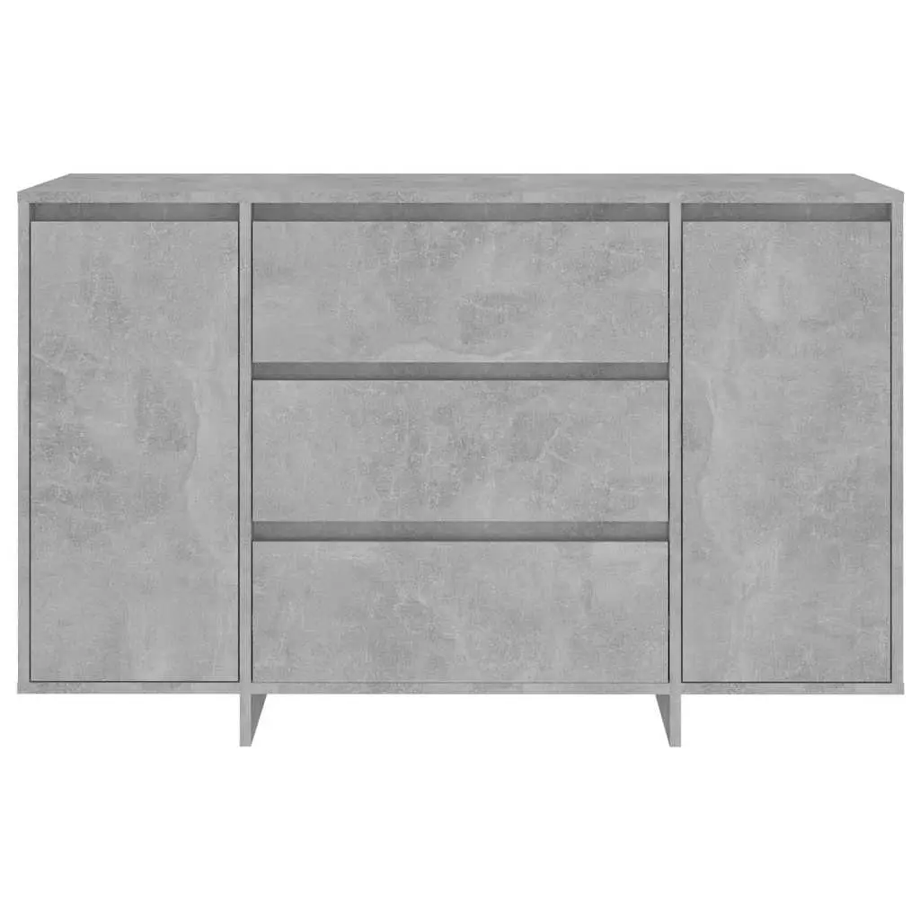 Sideboard Cabinet with 3 Drawers 2 Doors Grey Storage Furniture Engineered Wood