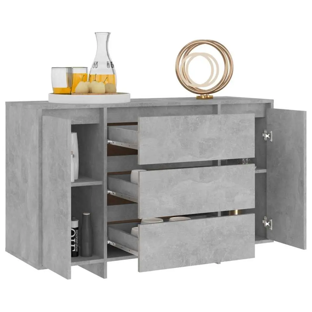 Sideboard Cabinet with 3 Drawers 2 Doors Grey Storage Furniture Engineered Wood