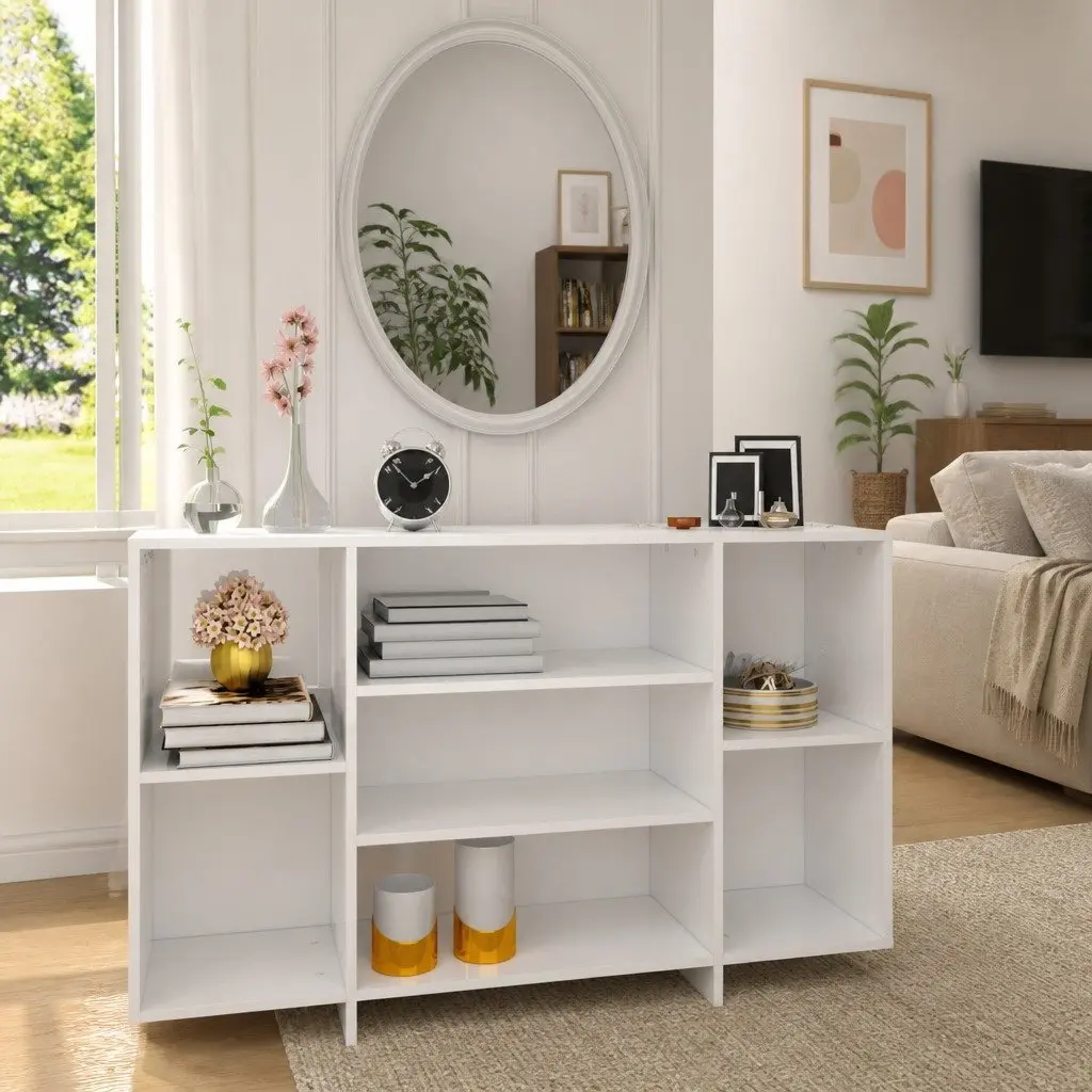 White High Gloss Sideboard 4 Shelf Storage Cabinet Modern Cupboard Furniture
