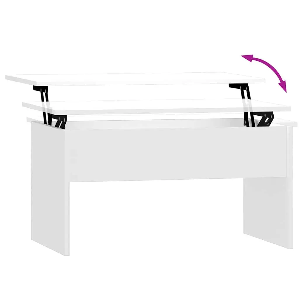Coffee Table Living Room Lift-Top Storage White Engineered Wood