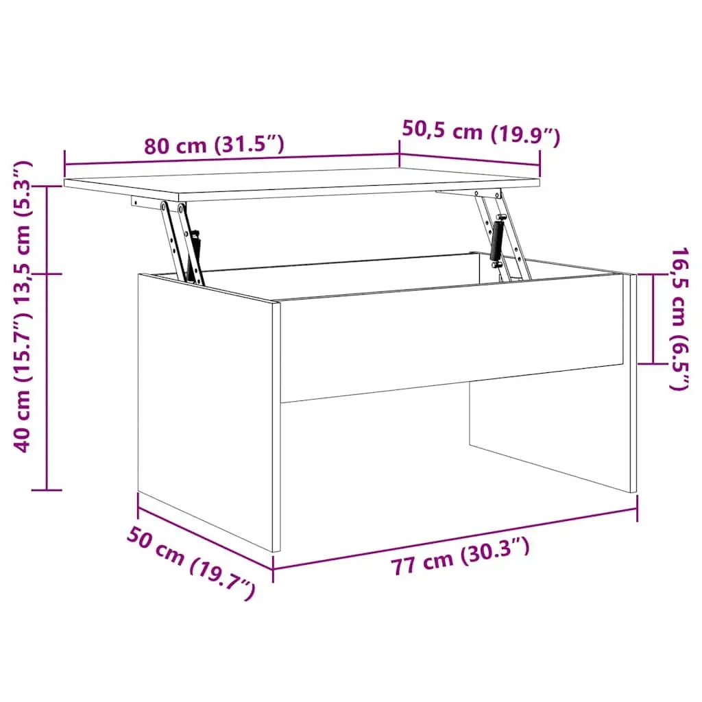 Coffee Table Living Room Lift-Top Storage White Engineered Wood