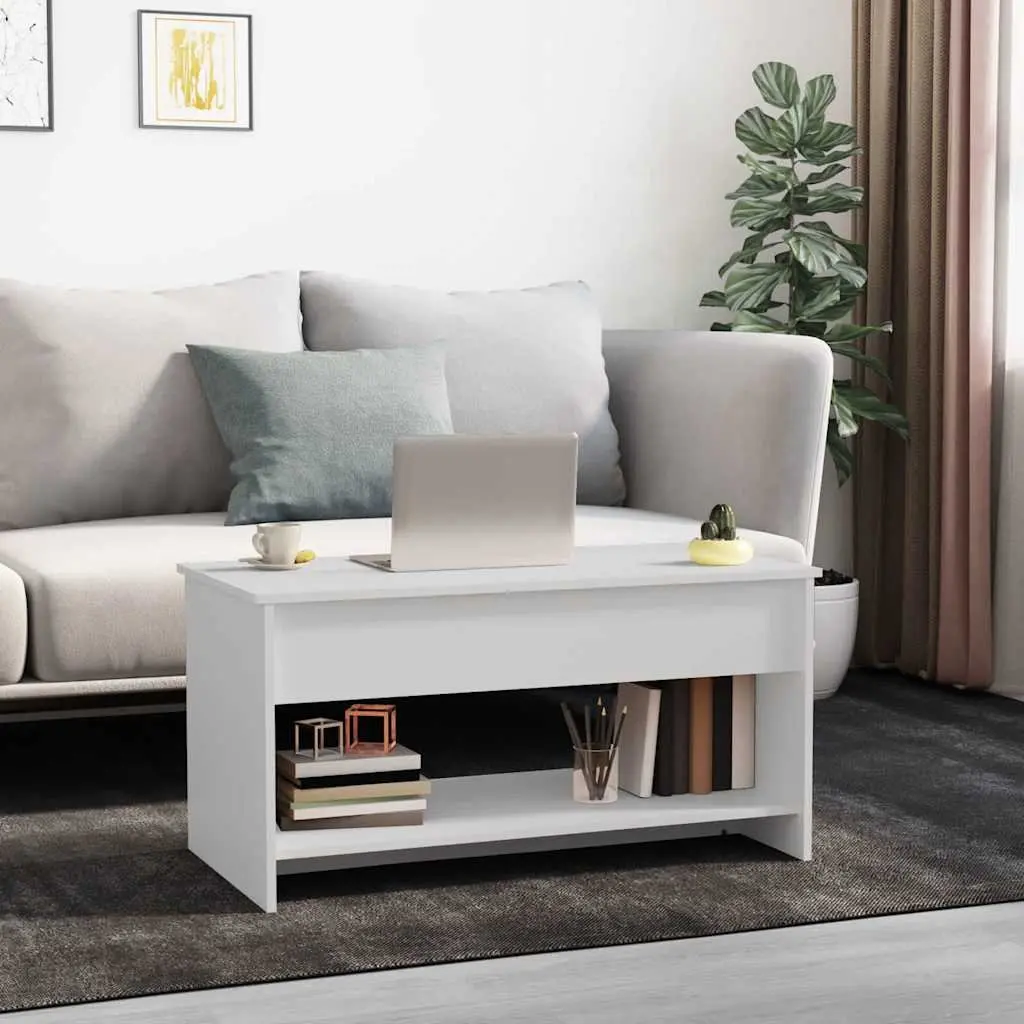 Coffee Table Living Room White Adjustable Height Lift Top Storage Compartment