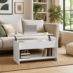 White Coffee Table with Lift Top - Specs Included