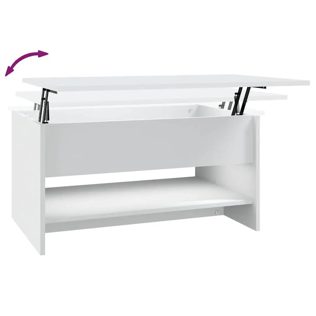Coffee Table White Accent Living Room Furniture with Hidden Storage Compartment