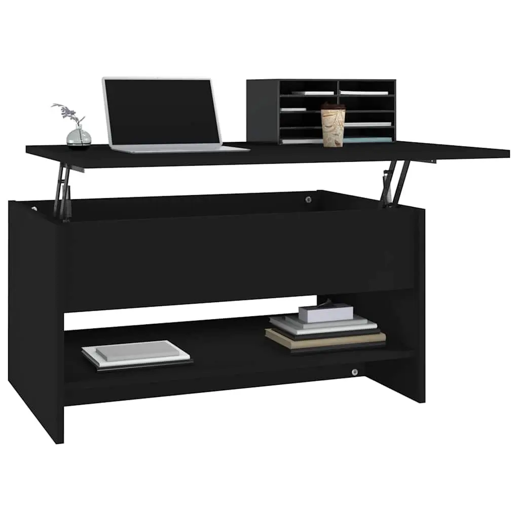 Adjustable Black Coffee Table with Hidden Storage