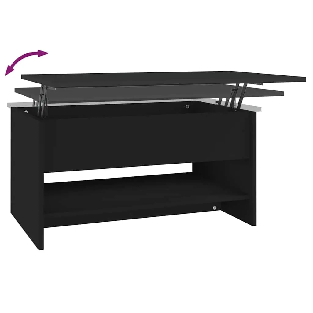 Adjustable Black Coffee Table with Hidden Storage