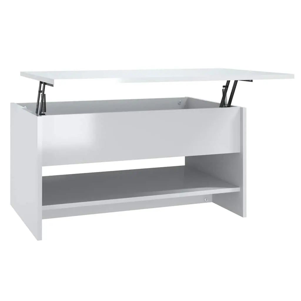 Coffee Table Living Room White High Gloss Lift Top Storage Compartment