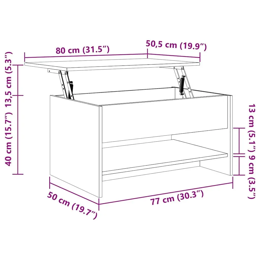 Coffee Table Living Room White High Gloss Lift Top Storage Compartment