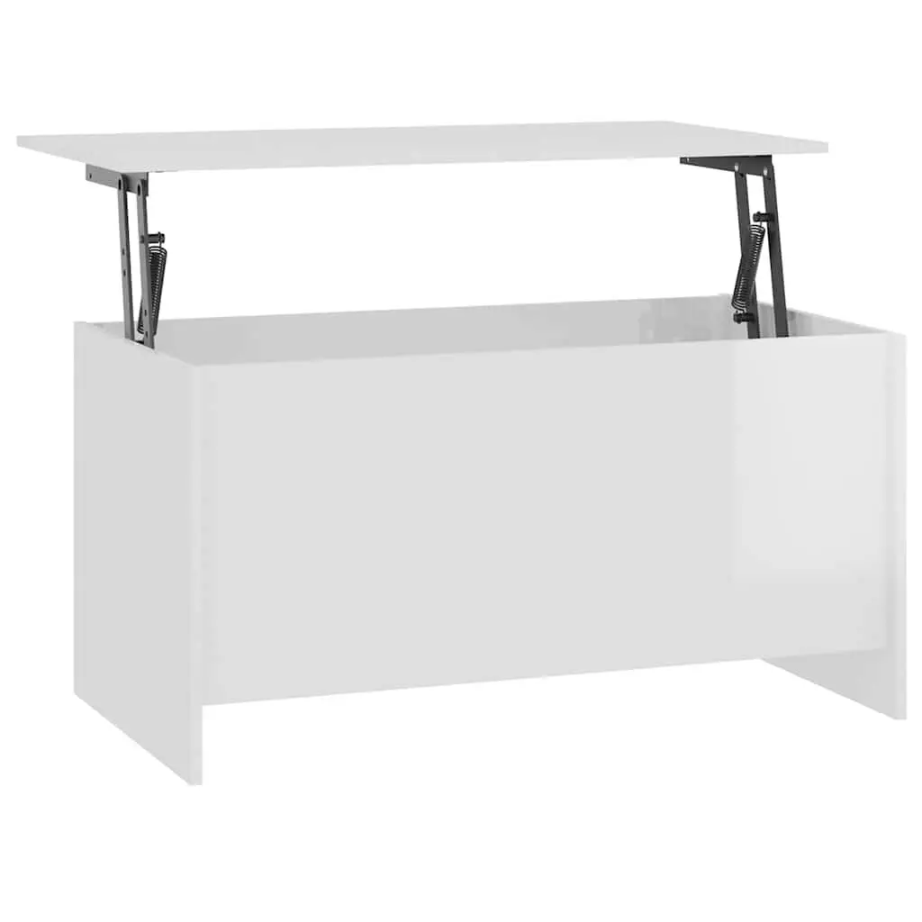 Coffee Table High Gloss White Lift Top Storage Engineered Wood Living Room