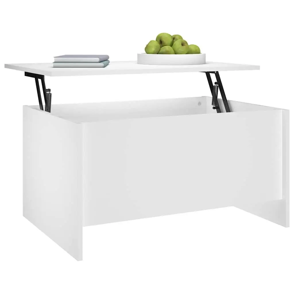 Coffee Table White Lift-Top Design Storage Compartment Living Room Furniture