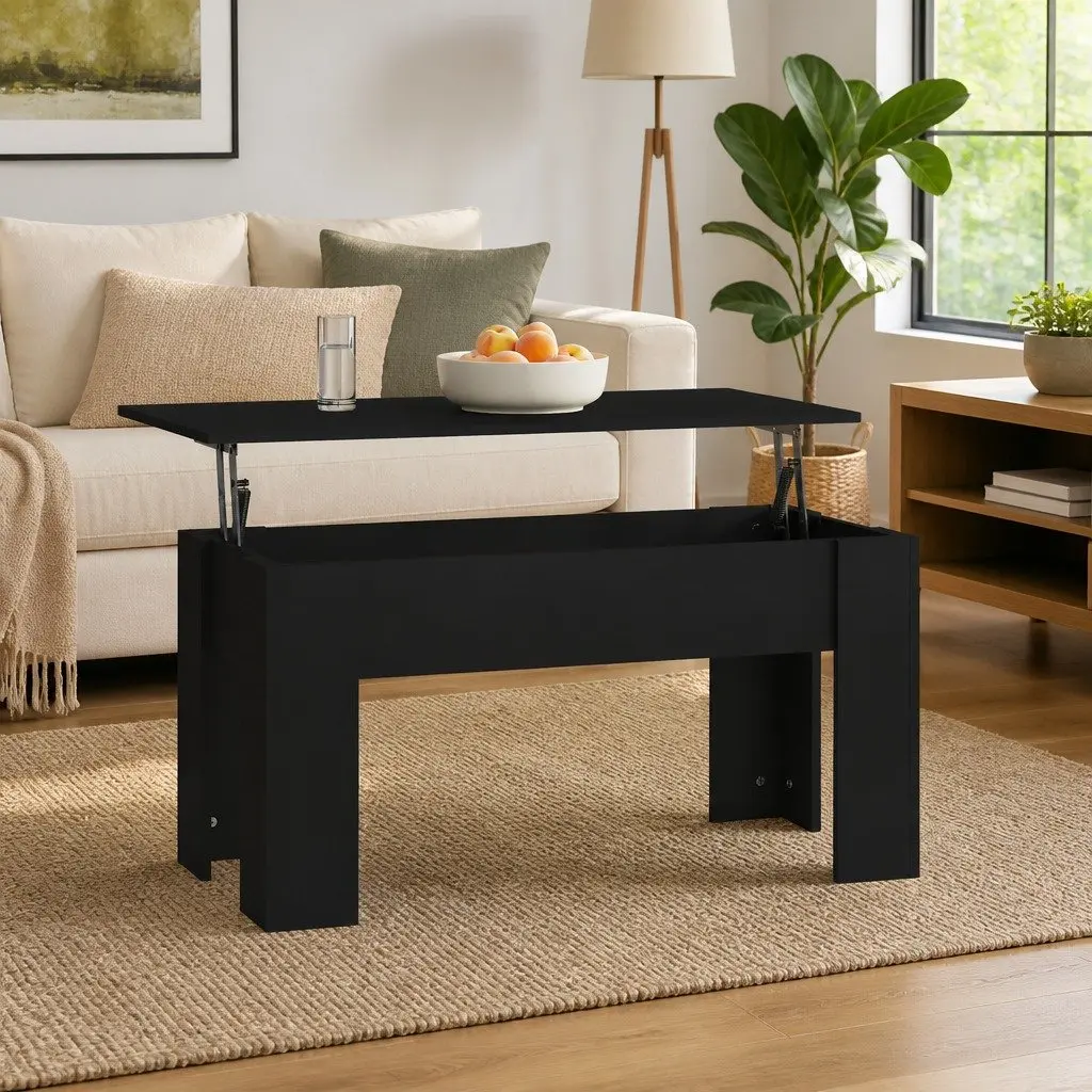 Lift Top Coffee Table Black Modern Living Room 101 x 49 x 52 cm