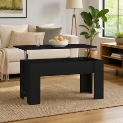 Lift Top Coffee Table Black Modern Living Room Storage Furniture Engineered Wood
