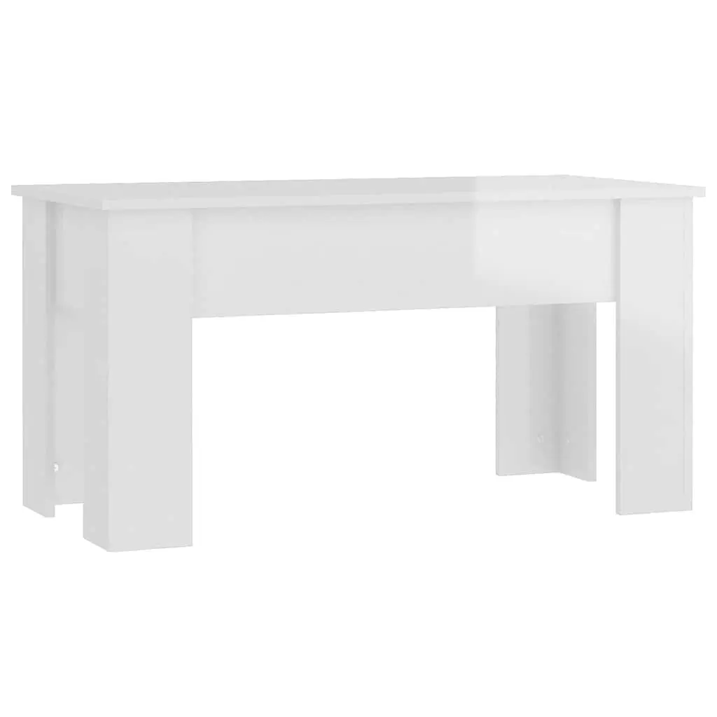 Lift Top Coffee Table for Living Room White High Gloss Engineered Wood