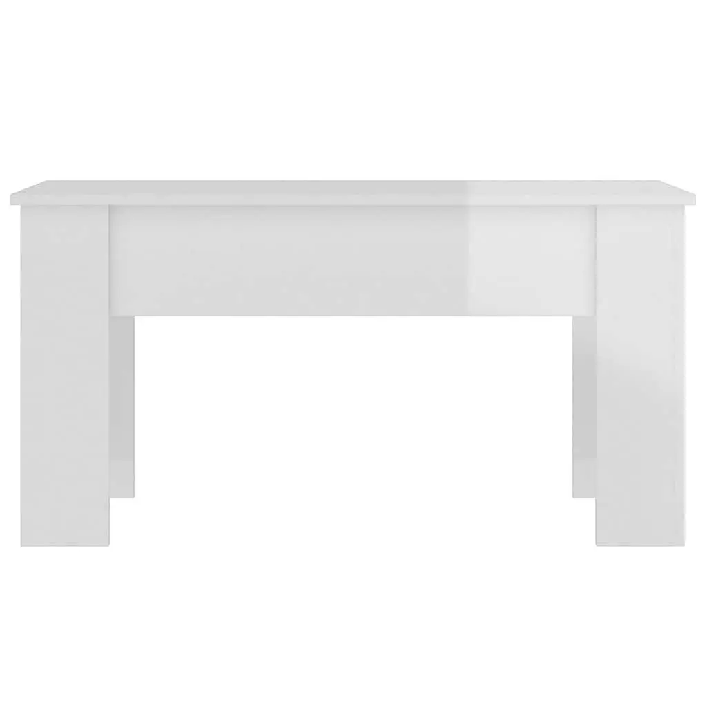 Lift Top Coffee Table for Living Room White High Gloss Engineered Wood