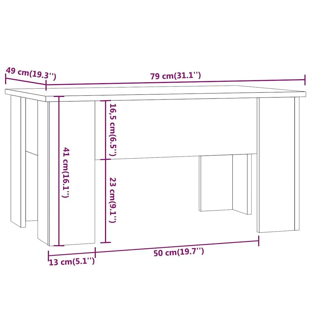 Coffee Table Lift Top Black for Living Room 79L x 49W x 41H cm