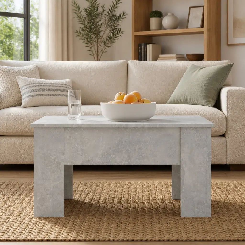 Engineered Wood Grey Coffee Table with Lift Top