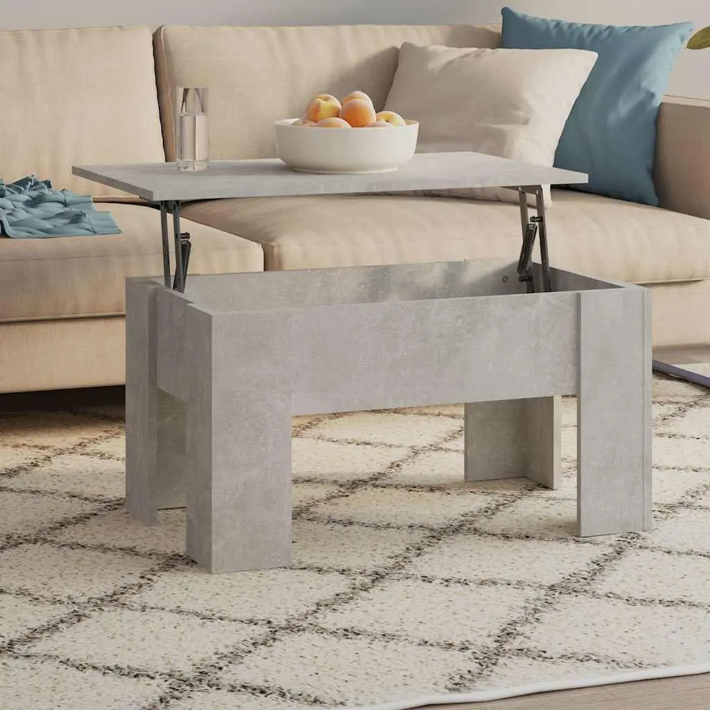 Engineered Wood Grey Coffee Table with Lift Top