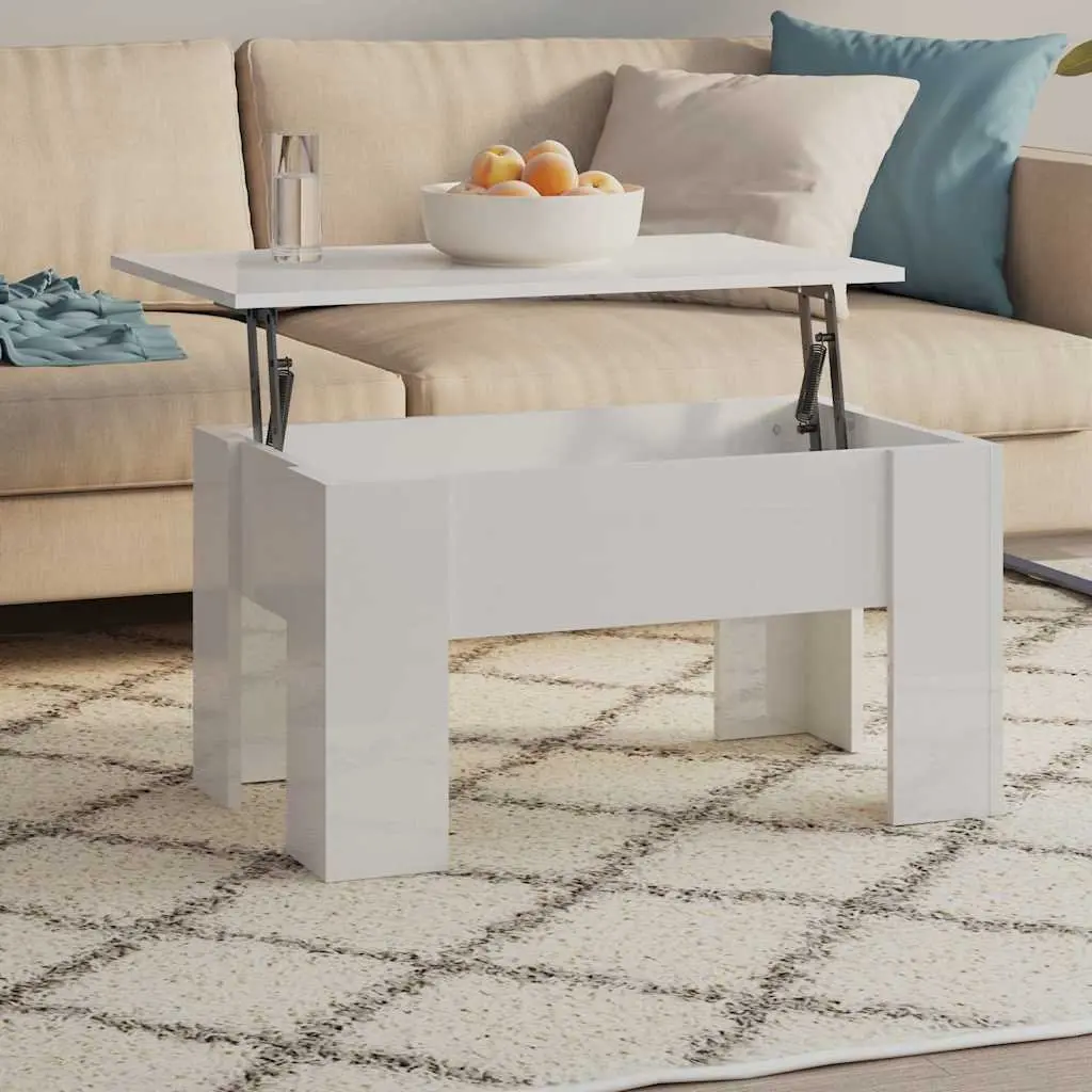 Coffee Table Lift Top High Gloss White Storage Compartment Living Room Furniture