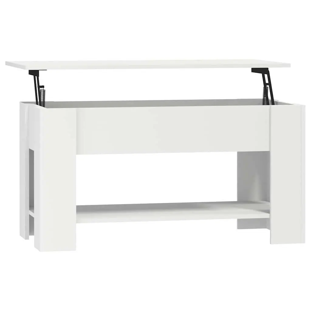 Engineered Wood White Coffee Table, 101x49x52 cm