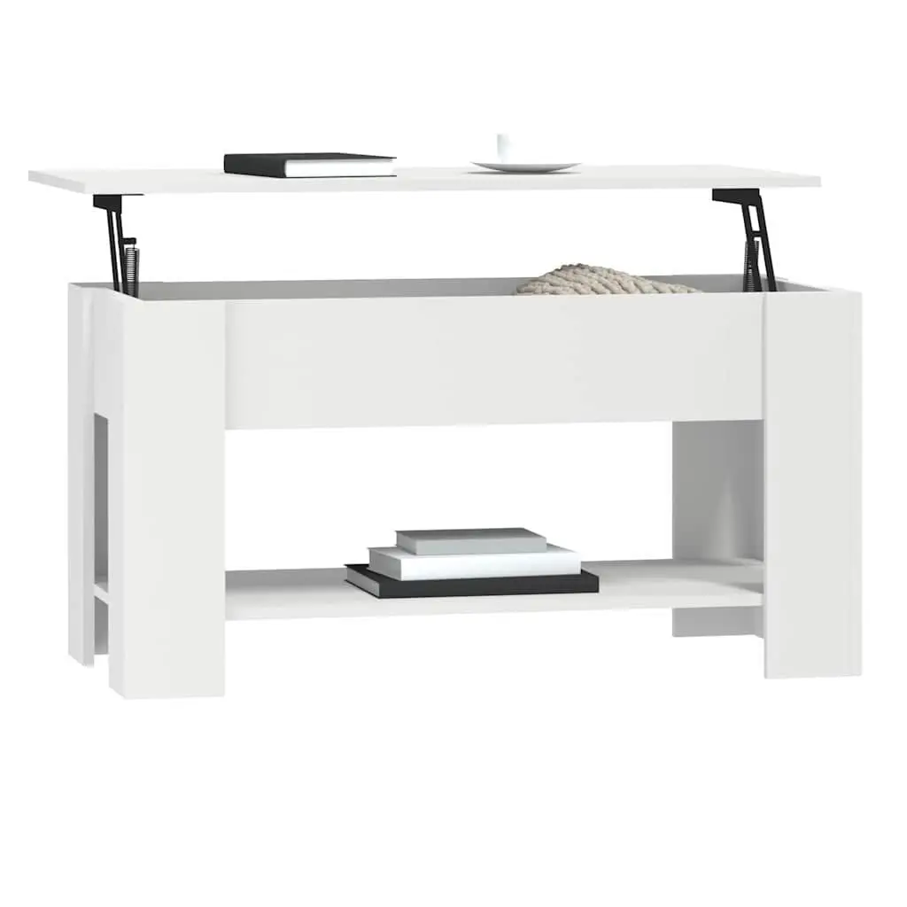 Engineered Wood White Coffee Table, 101x49x52 cm