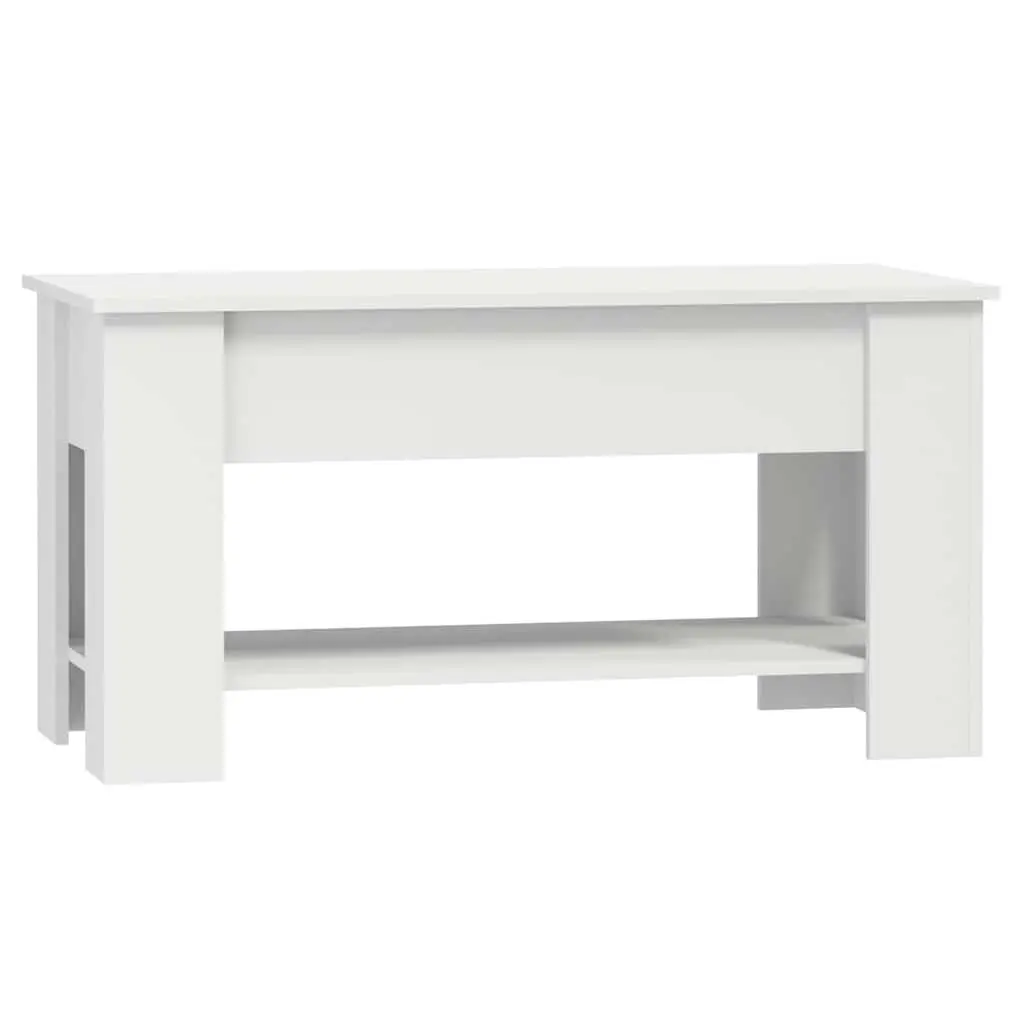 Engineered Wood White Coffee Table, 101x49x52 cm