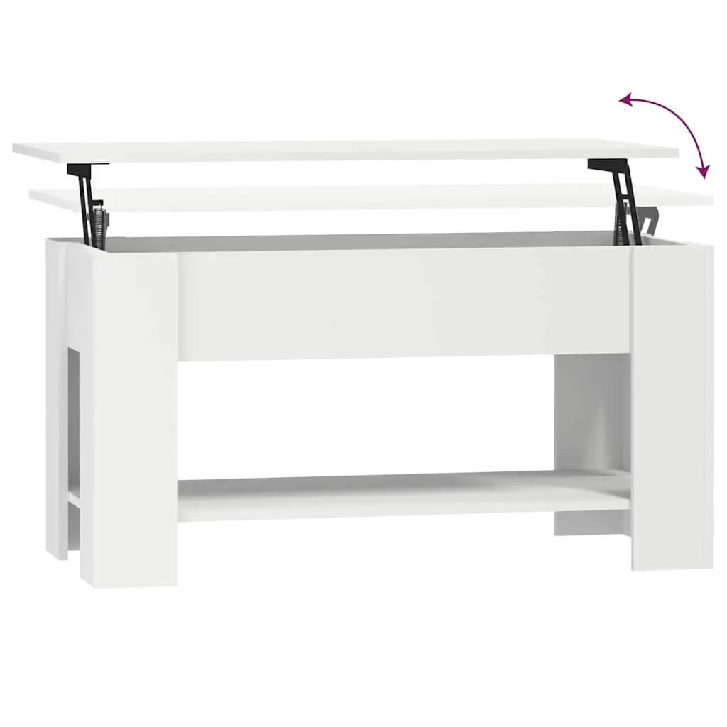 Engineered Wood White Coffee Table, 101x49x52 cm