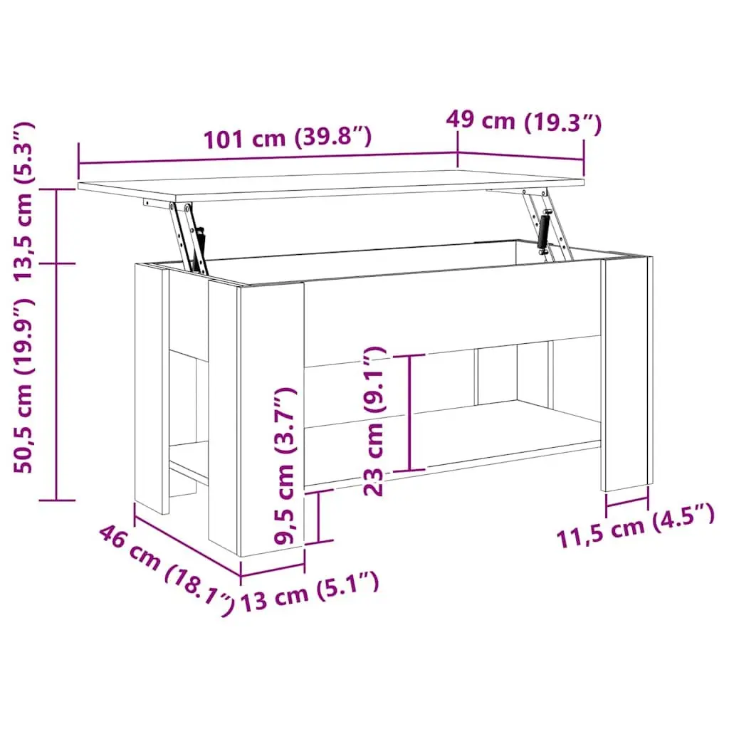 Engineered Wood White Coffee Table, 101x49x52 cm