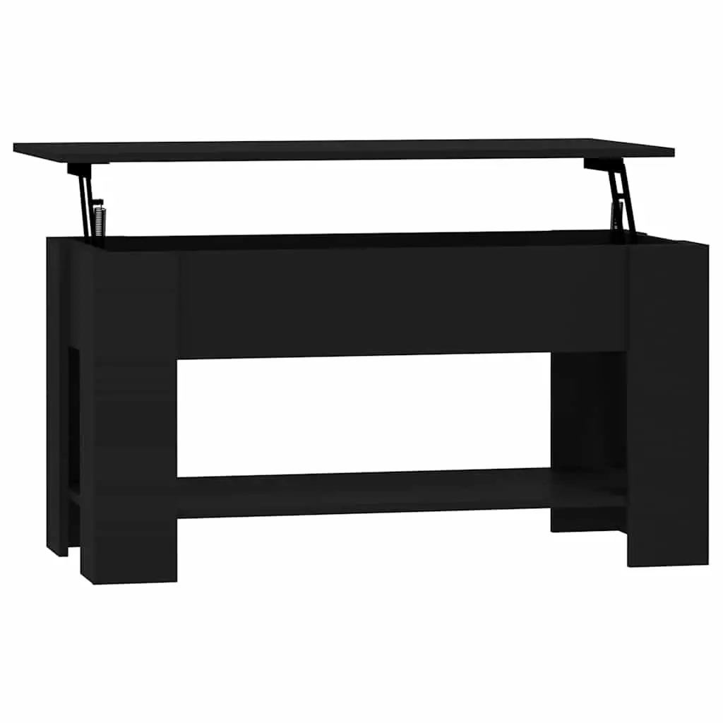 Coffee Table Lift-Top Black Storage Compartment Engineered Wood Living Room