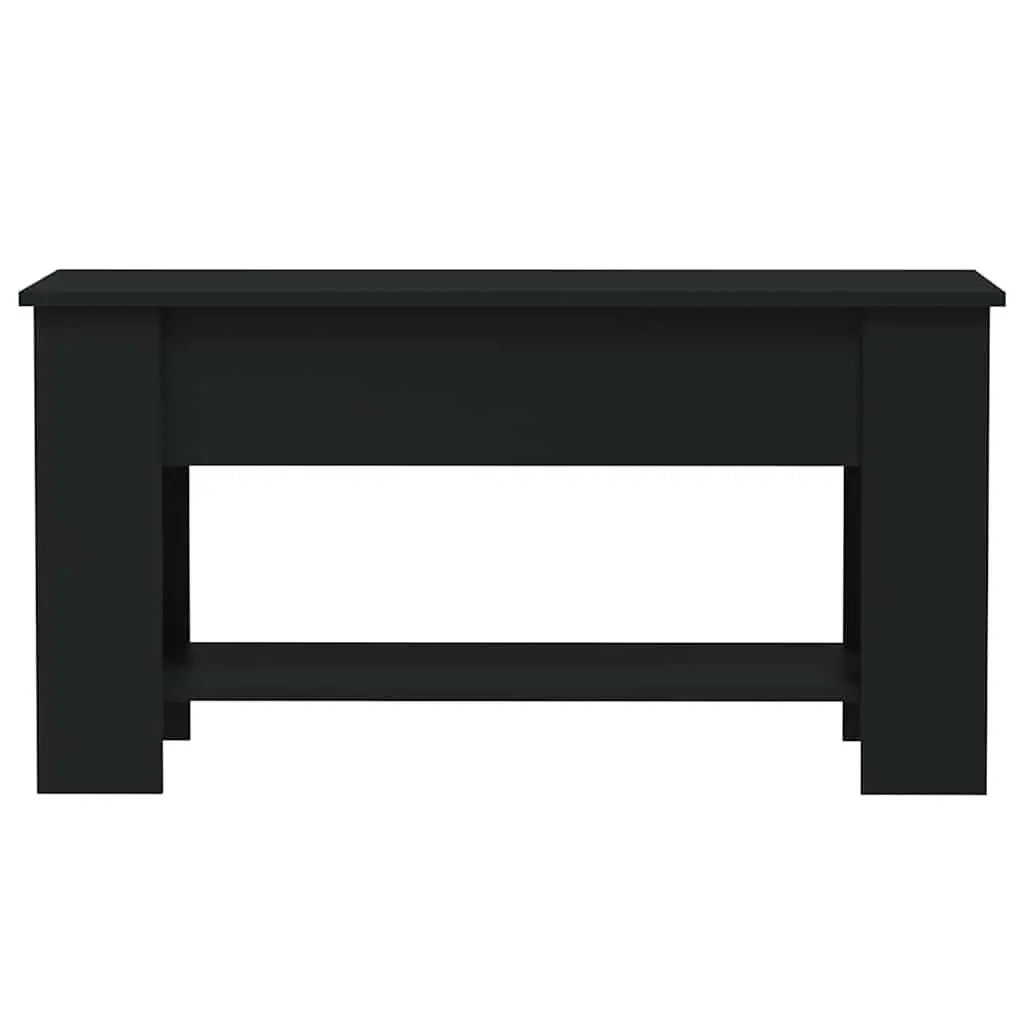 Coffee Table Lift-Top Black Storage Compartment Engineered Wood Living Room