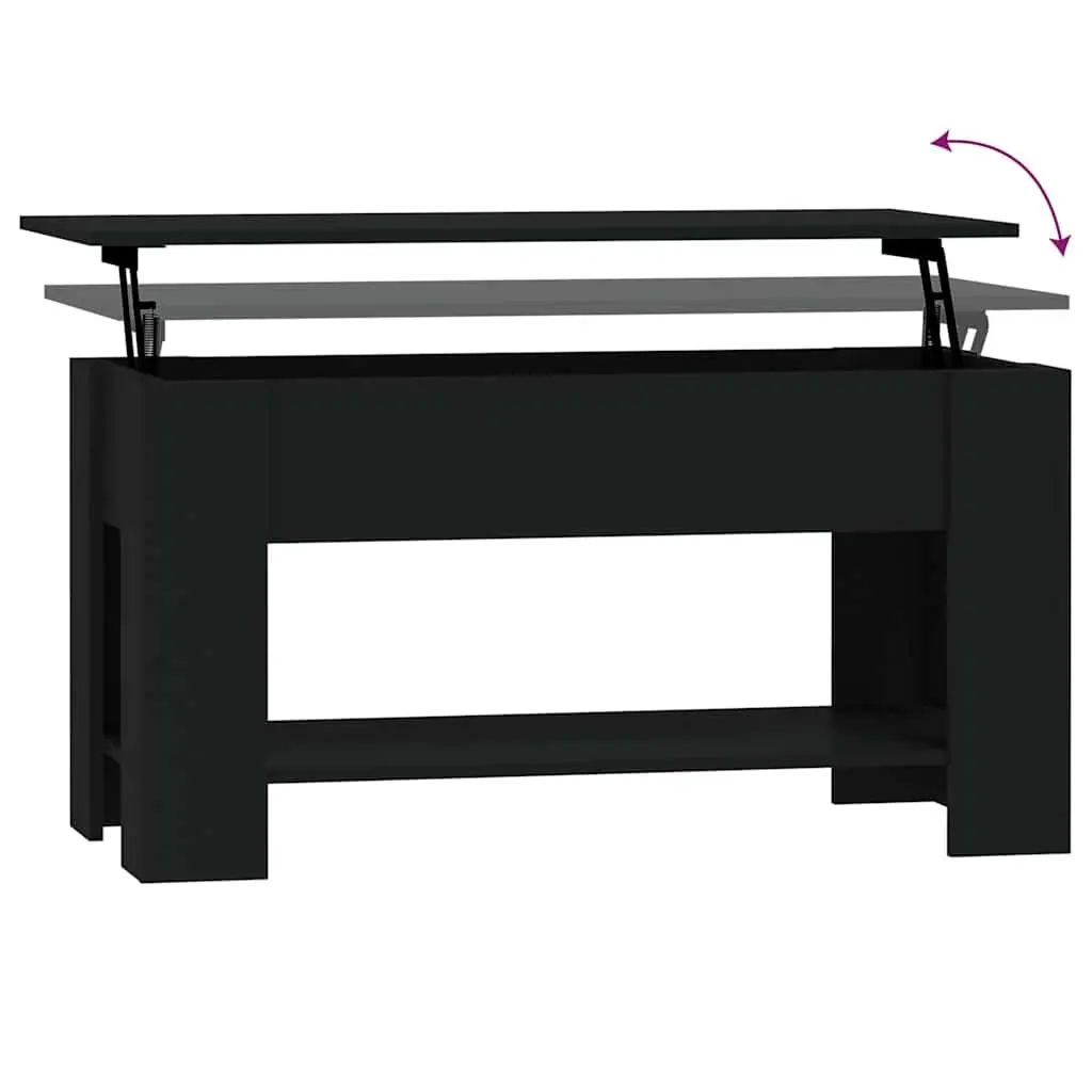 Coffee Table Lift-Top Black Storage Compartment Engineered Wood Living Room