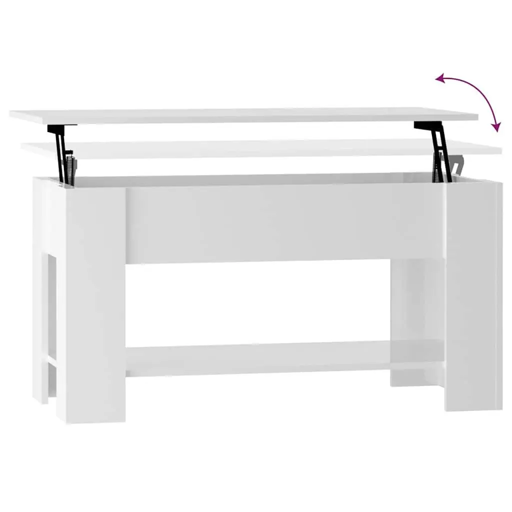 Coffee Table Lift-Top White High Gloss Modern Living Room Furniture Storage