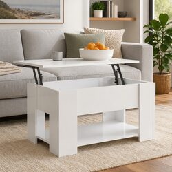 Dimensions: 79W x 49D x 41H cm White Lift Top Coffee Table