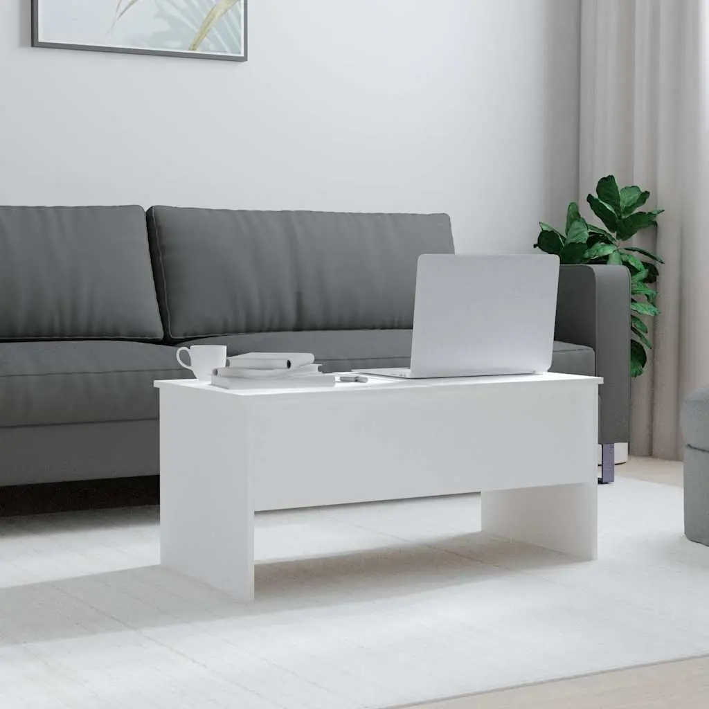 Coffee Table in White Engineered Wood, 102L x 50.5W cm