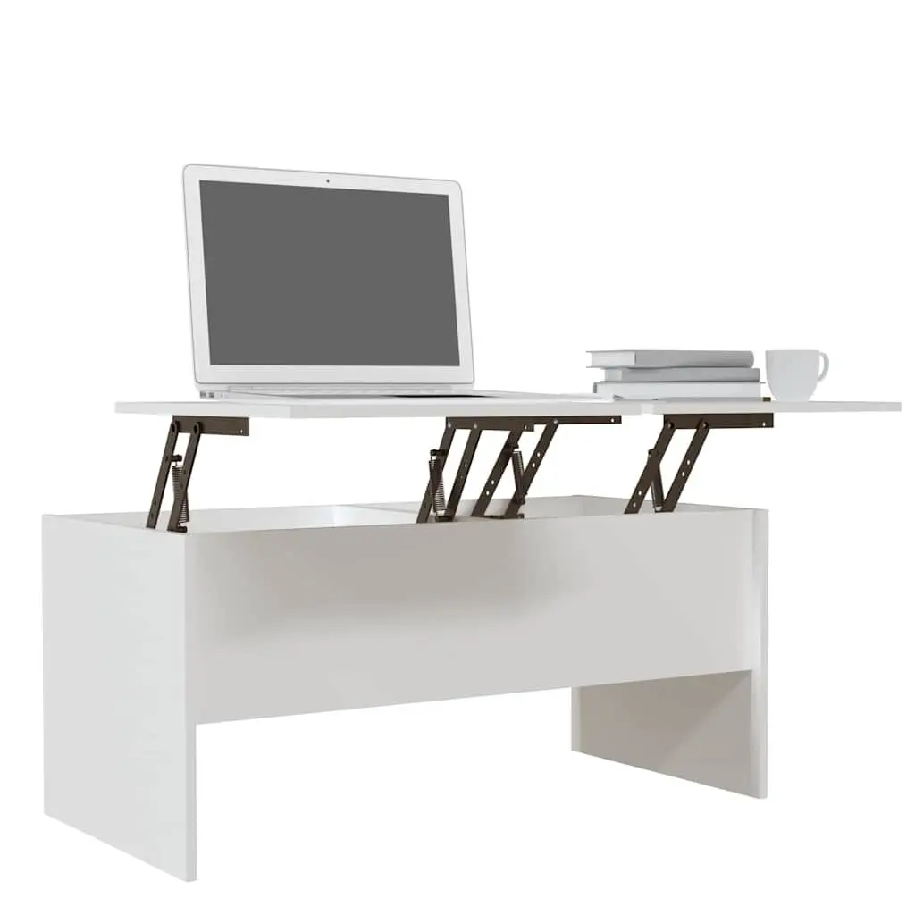 Coffee Table in White Engineered Wood, 102L x 50.5W cm