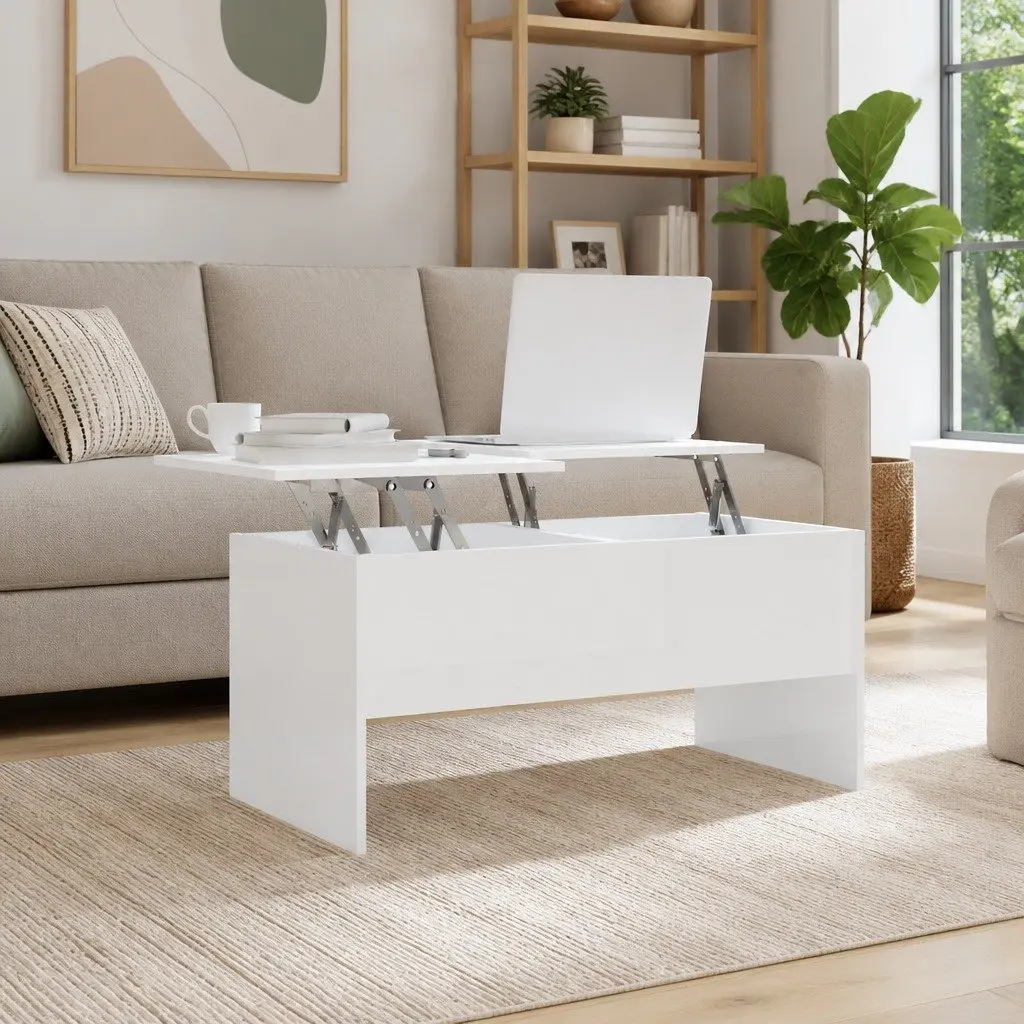 Adjustable White Coffee Table