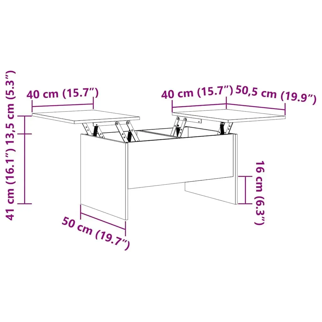 Coffee Table Grey Engineered Wood Hidden Storage Compartments Adjustable