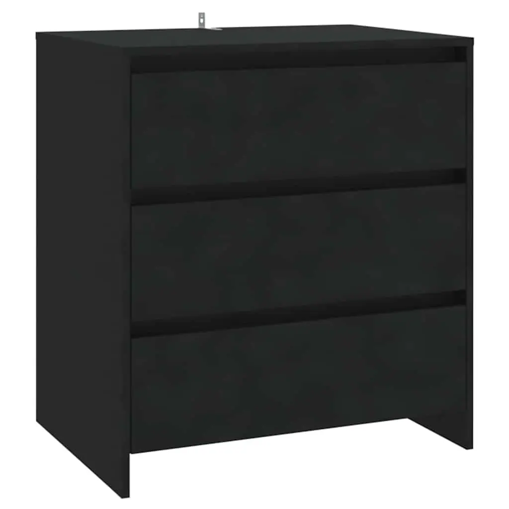 Sideboard Cabinet Black 3 Drawer Storage Buffet Furniture 70 x 41 x 75 cm Engineered Wood