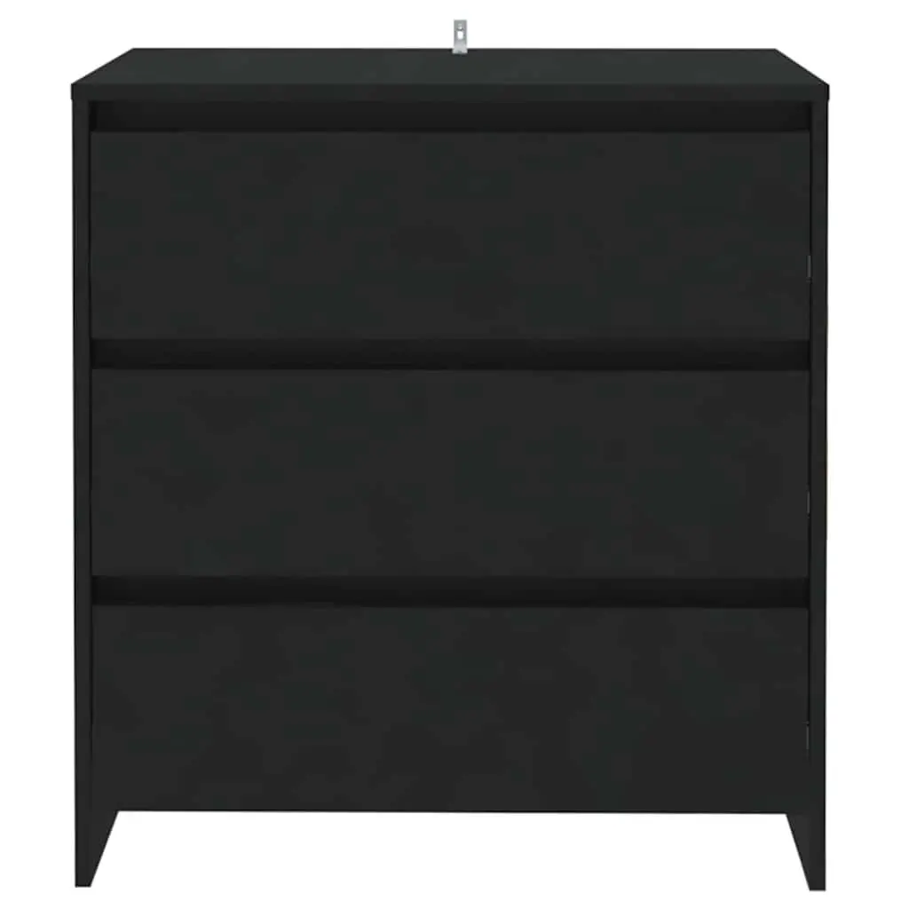 Sideboard Cabinet Black 3 Drawer Storage Buffet Furniture 70 x 41 x 75 cm Engineered Wood