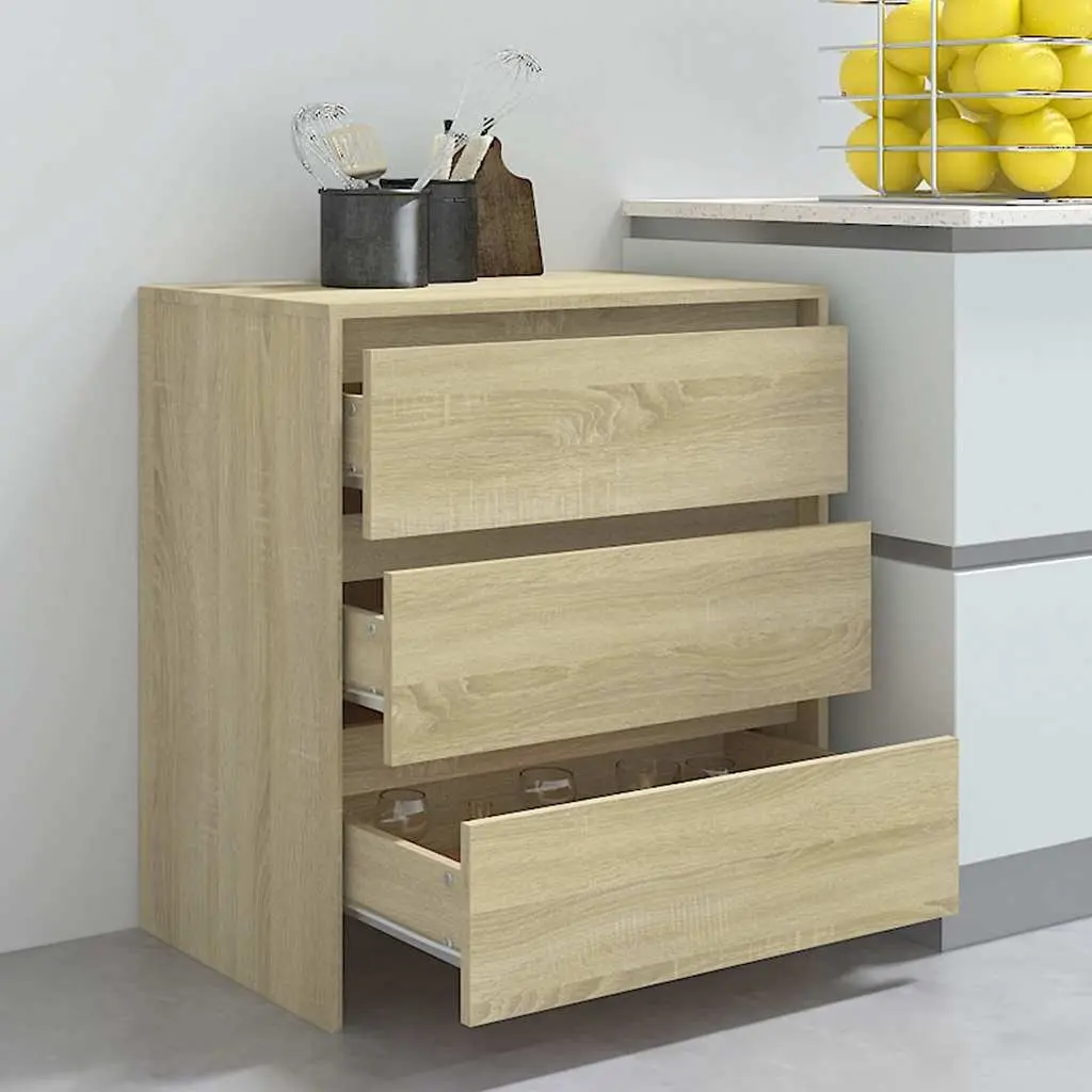 Sideboard for Living Room 70W x 41D x 75H cm Brown with 3 Drawers